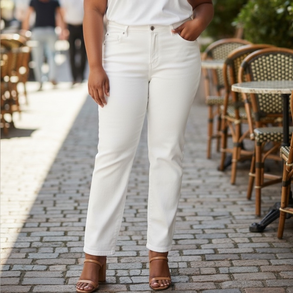 INC white Boot Cut Slim Tech Fit jeans